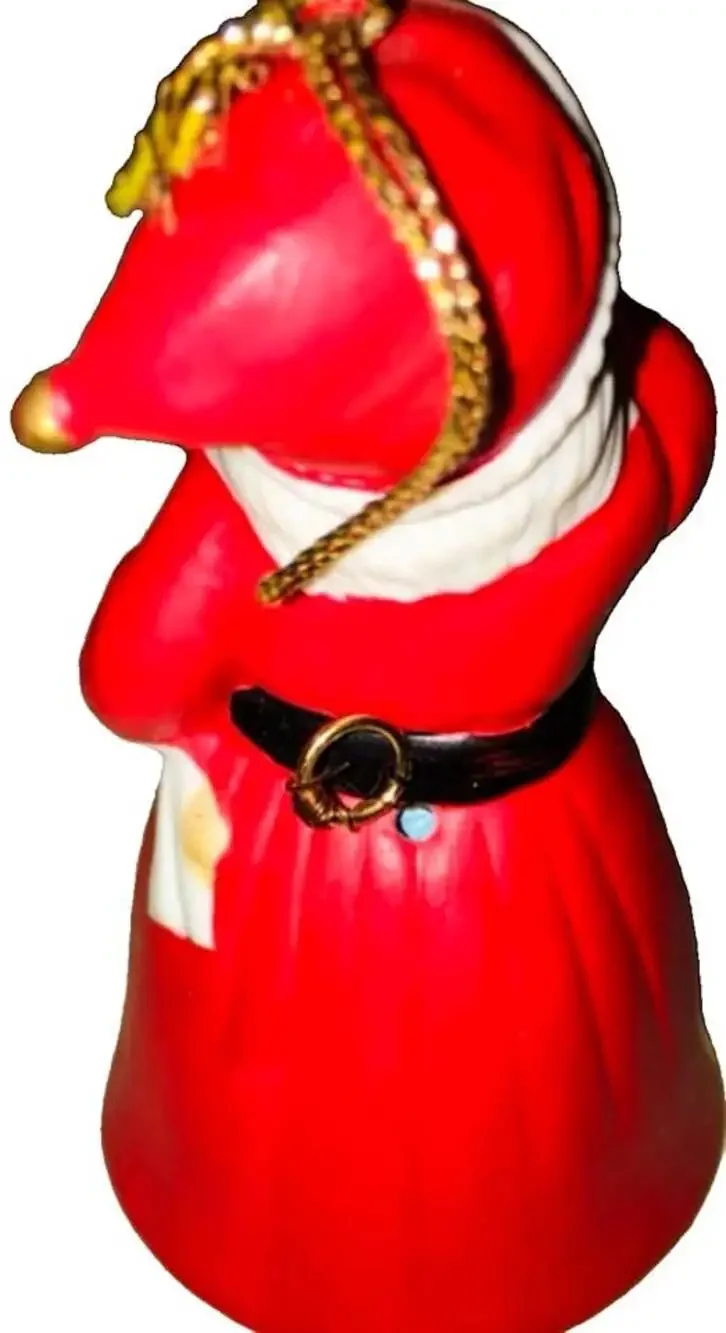 NEW Vintage Silvestri Porcelain Santa Christmas Bell Ornament 4.75” IN THE BOX!